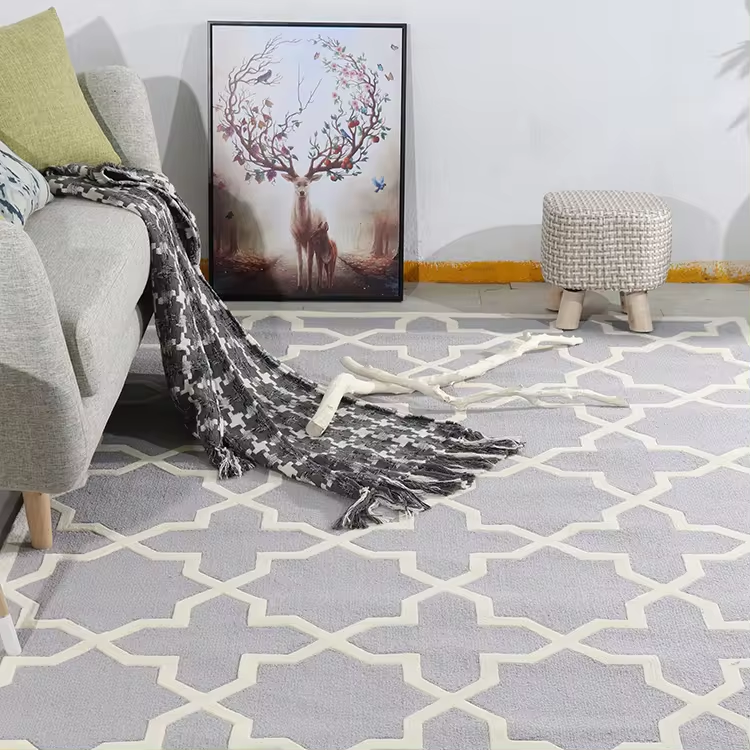 Полосатые домашние ковры нового дизайна ручной работы из шерсти и вискозы для гостиной