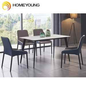 Северный стиль дешевые ценовые мраморные столы верхней панели и бархатные стулья столовая мебель для столовых столов